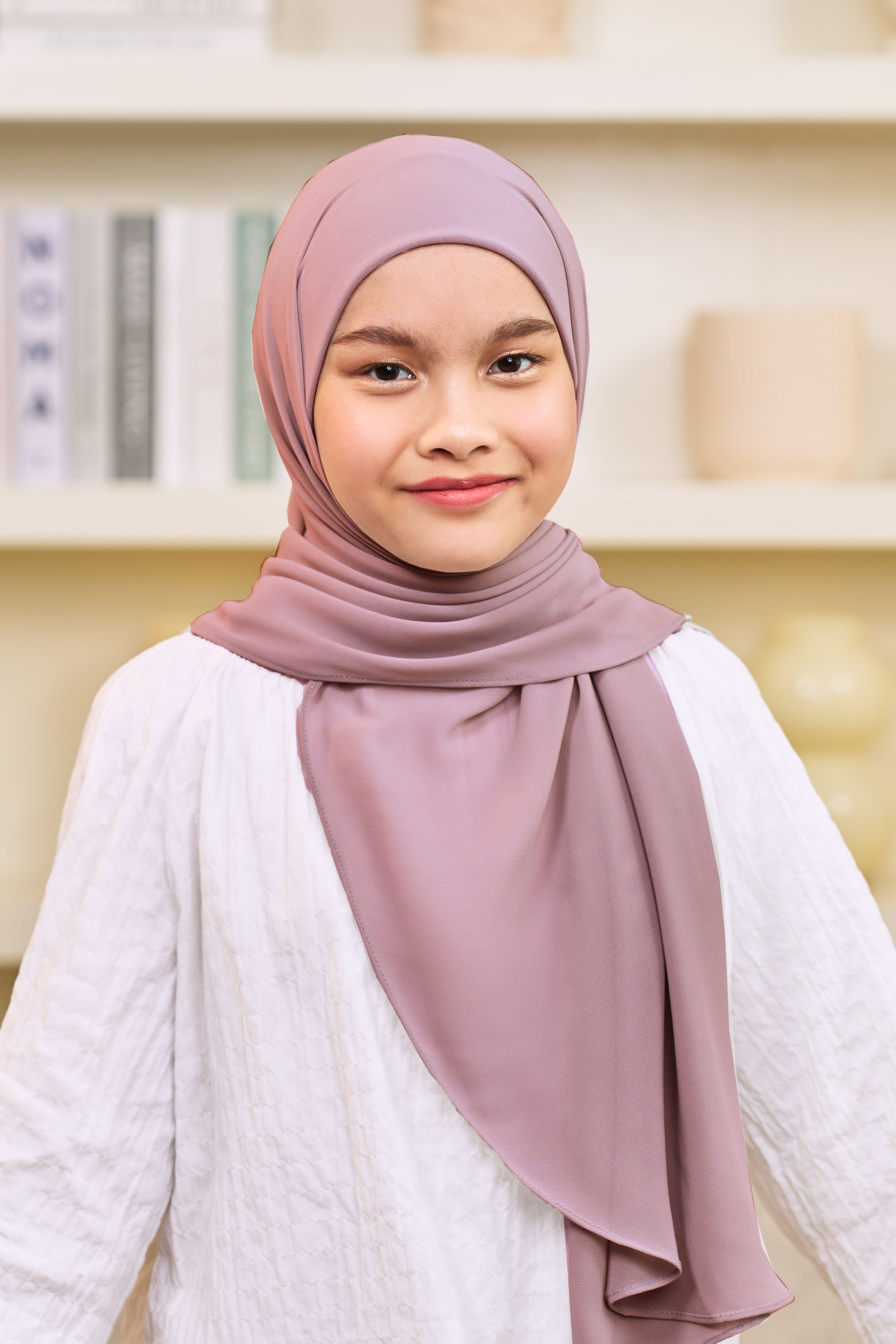 ADINA Girl Instant Shawl with attached inner in Dusty Purple